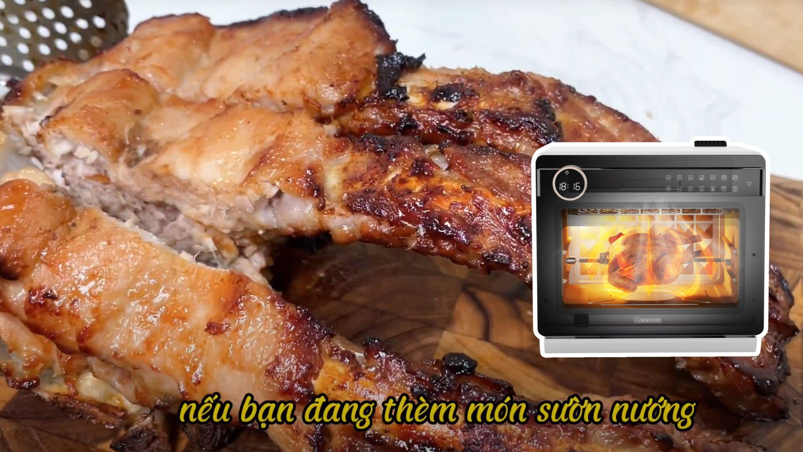 Cách Nướng Sườn BBQ Bằng Nồi Chiên Hơi Nước 2Good S100